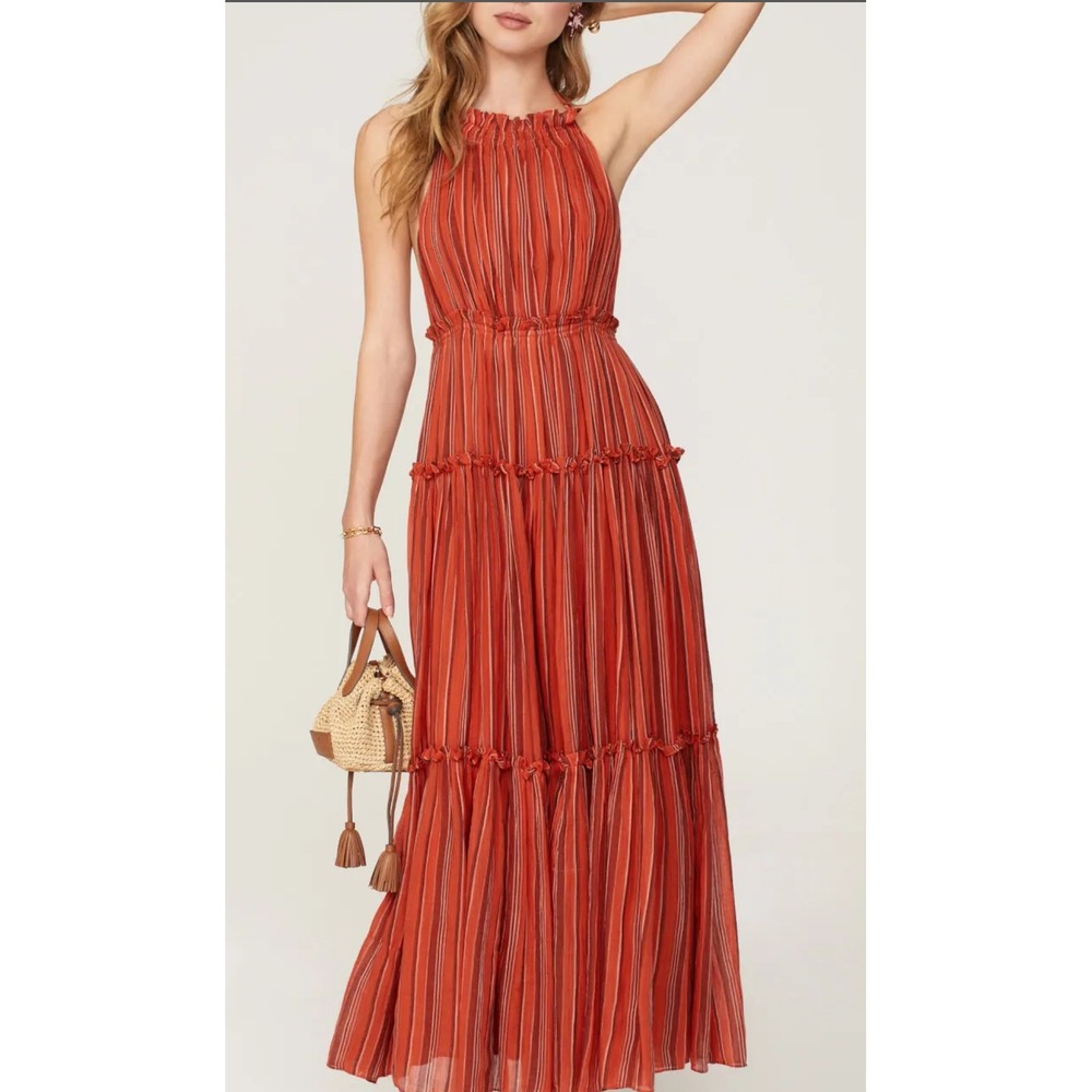 ULLA JOHNSON GIUlLETTA IN PORTOCOTTON TIERED BACKLESS SIZE 12
